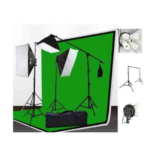 ePhoto 3Pieces Chromakey Green Screen Muslins Backdrops Background Support Kit